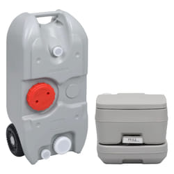 vidaXL Portable Camping Toilet and Water Tank Set Mobile Toilet Camping Potty - grey, 37.5 x 23 x 80 cm + 41.5 x 36.5 x 30 cm