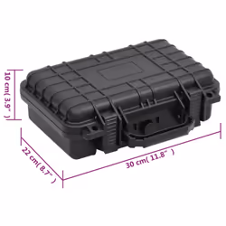 vidaXL Portable Flight Case Black PP Tool Box Protective Hard Case Carry Case - 30 x 22 x 10 cm