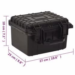 vidaXL Portable Flight Case Black PP Tool Box Protective Hard Case Carry Case - 27 x 25 x 18 cm