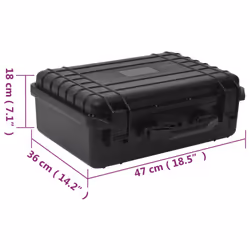 vidaXL Portable Flight Case Black PP Tool Box Protective Hard Case Carry Case - 47 x 36 x 18 cm
