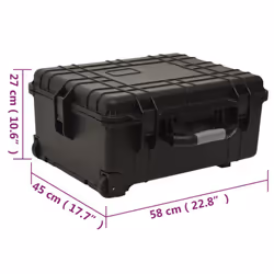 vidaXL Wheeled Flight Case Black 58x45x27 cm PP Tool Box Protective Hard Case