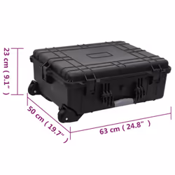 vidaXL Wheeled Flight Case Black 63x50x23 cm PP Flight Case Storage Handle - Additional view 10