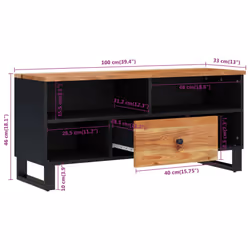 vidaXL TV Cabinet TV Stand Cupboard Solid Wood Acacia and Engineered Wood