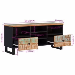 vidaXL TV Cabinet Sideboard Cupboard Solid Wood Reclaimed and Engineered Wood - multicolour