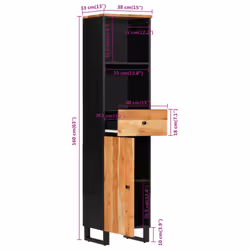 vidaXL Bathroom Cabinet Vanity Unit Cupboard Sink Cabinet Solid Wood Acacia - brown - Additional view 3