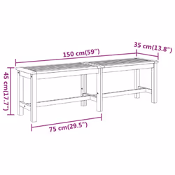 vidaXL Garden Bench Solid Wood Acacia Wooden Outdoor Bench Seat Multi Sizes - 150 x 35 x 45 cm - Additional view 6