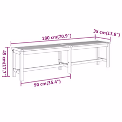 vidaXL Garden Bench Solid Wood Acacia Wooden Outdoor Bench Seat Multi Sizes - 180 x 35 x 45 cm