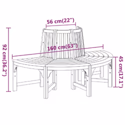 vidaXL Half Round Tree Bench Ã160 cm Solid Wood Eucalyptus Garden Bench Seat