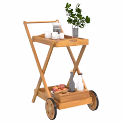vidaXL Tea Trolley 54x87x90 cm Solid Wood Acacia Wooden Drinks Serving Cart