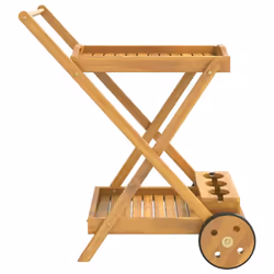 vidaXL Tea Trolley 54x87x90 cm Solid Wood Acacia Wooden Drinks Serving Cart - Additional view 4