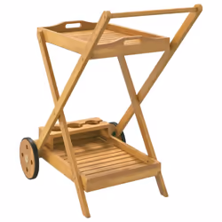 vidaXL Tea Trolley 54x87x90 cm Solid Wood Acacia Wooden Drinks Serving Cart - Additional view 5
