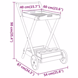 vidaXL Tea Trolley 54x87x90 cm Solid Wood Acacia Wooden Drinks Serving Cart - Additional view 7