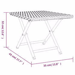 vidaXL Folding Table Black 45x35x32 cm Poly Rattan Dining Garden Side Table
