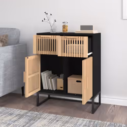 vidaXL Sideboard Storage Side Cabinet Cupboard Home Organiser Engineered Wood - black - Additional view 2