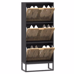 vidaXL Shoe Cabinet Engineered Wood Shoe Storage Rack Cabinet Multi Colours - black - Additional view 2