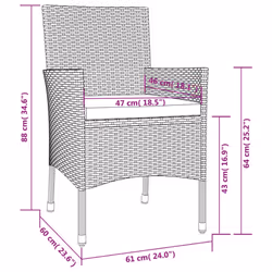 vidaXL Garden Chairs Outdoor Armchair with Cushions 2 pcs Brown Poly Rattan