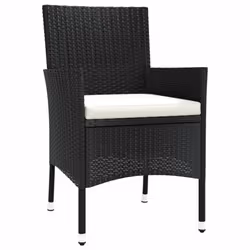 vidaXL Garden Chairs Outdoor Armchair with Cushions 2 pcs Black Poly Rattan