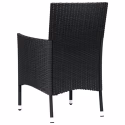 vidaXL Garden Chairs Outdoor Armchair with Cushions 2 pcs Black Poly Rattan - Additional view 5
