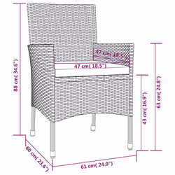 vidaXL Garden Chairs Outdoor Armchair with Cushions 2 pcs Black Poly Rattan - Additional view 7