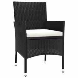 vidaXL Garden Chairs Outdoor Armchair with Cushions 4 pcs Black Poly Rattan