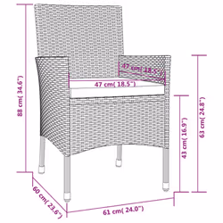 vidaXL Garden Chairs Outdoor Armchair with Cushions 4 pcs Black Poly Rattan