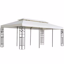 vidaXL Gazebo with Double Roof Party Tent Pavilion Marquee White 6x3 m Steel