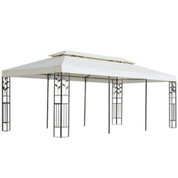 vidaXL Gazebo with Double Roof Party Tent Pavilion Marquee White 6x3 m Steel