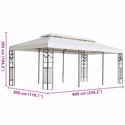 vidaXL Gazebo with Double Roof Party Tent Pavilion Marquee White 6x3 m Steel - Additional view 5