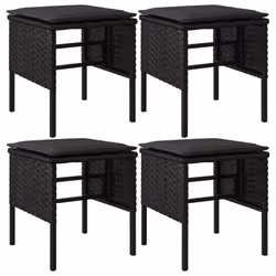 vidaXL Outdoor Ottoman Set - Gray Poly Rattan Patio Footstools with Anthracite Cushions 13.8"""" W x 15.7"""" H Powder-Coat ...
