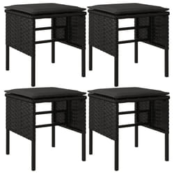 vidaXL Outdoor Ottoman Set - Gray Poly Rattan Patio Footstools with Anthracite Cushions  13.8"""" W x 15.7"""" H  Powder-Coated Steel  4 Pcs