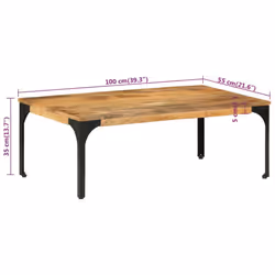 vidaXL Coffee Table Side Table End Table Centre Tea Table Solid Wood Mango - Additional view 6
