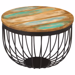 vidaXL Coffee Table Side Table End Tea Table Solid Wood Reclaimed and Steel