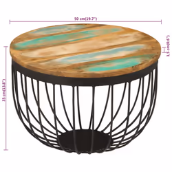 vidaXL Coffee Table Side Table End Tea Table Solid Wood Reclaimed and Steel