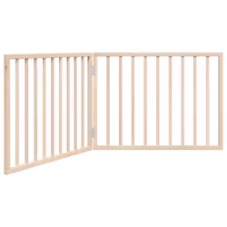 vidaXL Dog Gate with Door Foldable Dog Fence Pet Gate Pet Barrier Poplar Wood - natural, 80 x 60 x 2 cm/ 2 pcs