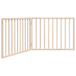vidaXL Dog Gate with Door Foldable Dog Fence Pet Gate Pet Barrier Poplar Wood - natural, 80 x 60 x 2 cm/ 2 pcs