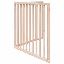vidaXL Dog Gate with Door Foldable Dog Fence Pet Gate Pet Barrier Poplar Wood - natural, 80 x 60 x 2 cm/ 2 pcs - Additional view 4