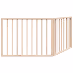 vidaXL Dog Gate with Door Foldable Dog Fence Pet Gate Pet Barrier Poplar Wood - natural, 80 x 60 x 2 cm/ 2 pcs - Additional view 5