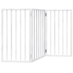 vidaXL Dog Gate with Door Foldable Dog Fence Pet Gate Pet Barrier Poplar Wood - white, 50 x 90 x 2 cm/ 3 pcs