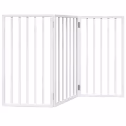 vidaXL Dog Gate with Door Foldable Dog Fence Pet Gate Pet Barrier Poplar Wood - white, 50 x 90 x 2 cm/ 3 pcs - Additional view 5