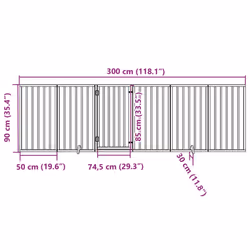 vidaXL Dog Gate with Door Foldable Dog Fence Pet Gate Pet Barrier Poplar Wood - white, 50 x 90 x 2 cm/ 6 pcs - Additional view 10
