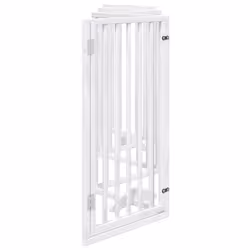 vidaXL Dog Gate with Door Foldable Dog Fence Pet Gate Pet Barrier Poplar Wood - white, 50 x 90 x 2 cm/ 6 pcs - Additional view 4