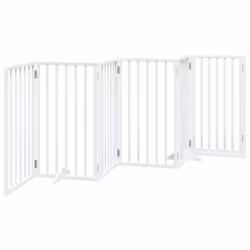 vidaXL Dog Gate with Door Foldable Dog Fence Pet Gate Pet Barrier Poplar Wood - white, 50 x 90 x 2 cm/ 6 pcs - Additional view 5