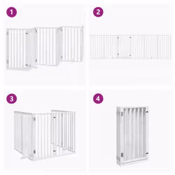 vidaXL Dog Gate with Door Foldable Dog Fence Pet Gate Pet Barrier Poplar Wood - white, 50 x 90 x 2 cm/ 6 pcs - Additional view 6