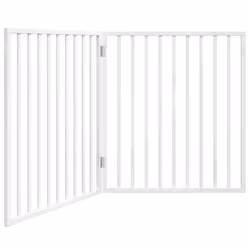 vidaXL Dog Gate with Door Foldable Dog Fence Pet Gate Pet Barrier Poplar Wood - white, 80 x 90 x 2 cm/ 2 pcs