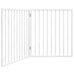 vidaXL Dog Gate with Door Foldable Dog Fence Pet Gate Pet Barrier Poplar Wood - white, 80 x 90 x 2 cm/ 2 pcs