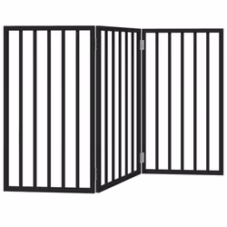 vidaXL Dog Gate with Door Foldable Dog Fence Pet Gate Pet Barrier Poplar Wood - black, 50 x 90 x 2 cm/ 3 pcs - Additional view 5