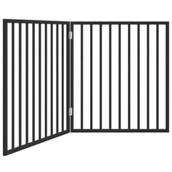 vidaXL Dog Gate with Door Foldable Dog Fence Pet Gate Pet Barrier Poplar Wood - black, 80 x 90 x 2 cm/ 2 pcs