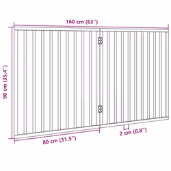 vidaXL Dog Gate with Door Foldable Dog Fence Pet Gate Pet Barrier Poplar Wood - black, 80 x 90 x 2 cm/ 2 pcs - Additional view 3