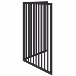 vidaXL Dog Gate with Door Foldable Dog Fence Pet Gate Pet Barrier Poplar Wood - black, 80 x 90 x 2 cm/ 2 pcs - Additional view 4
