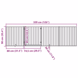 vidaXL Dog Gate with Door Foldable Dog Fence Pet Gate Pet Barrier Poplar Wood - brown, 80 x 90 x 2 cm/ 4 pcs - Additional view 3